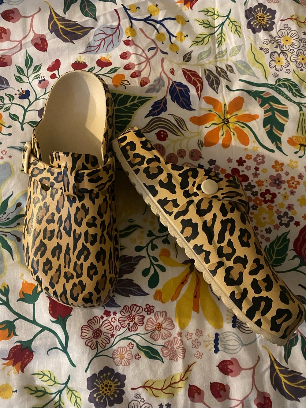 Leopard Print Slip-On Clog for Women, Tan/Black